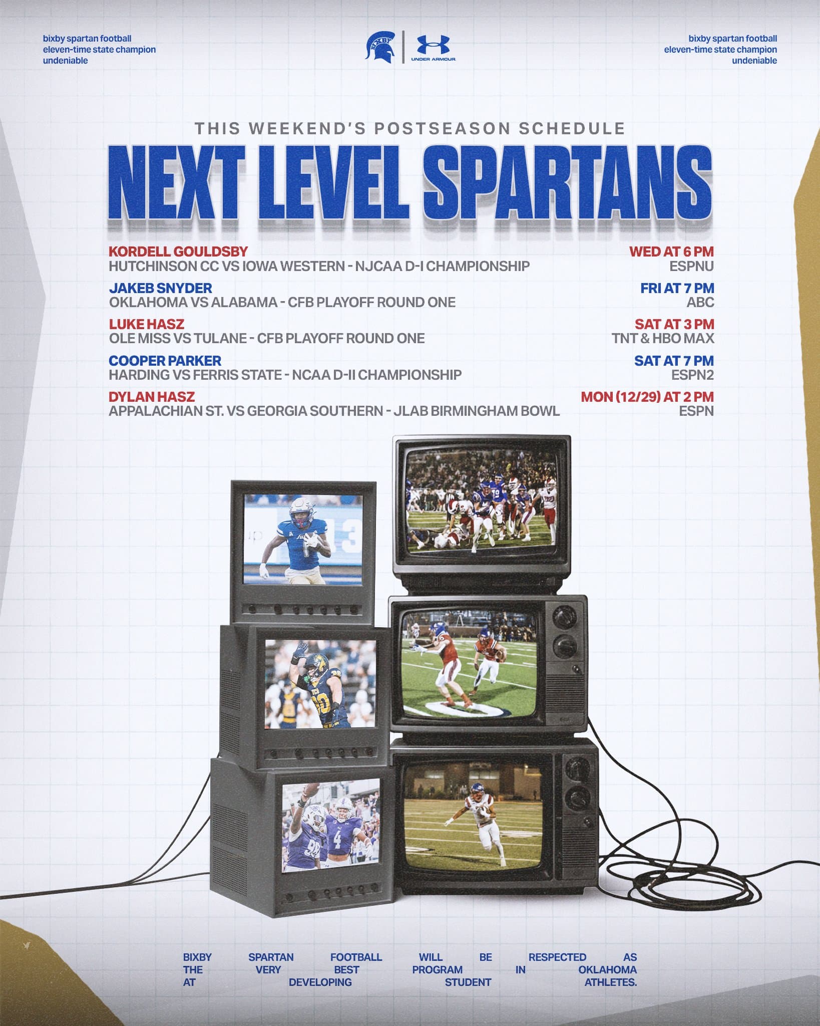 Bixby Spartan Football social media graphic 27