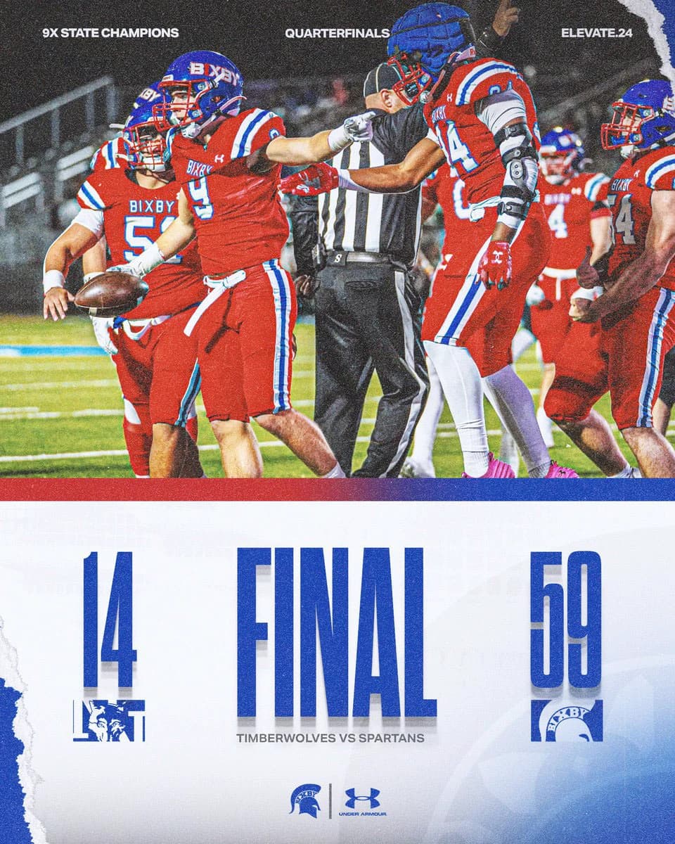Bixby Spartan Football social media graphic 52
