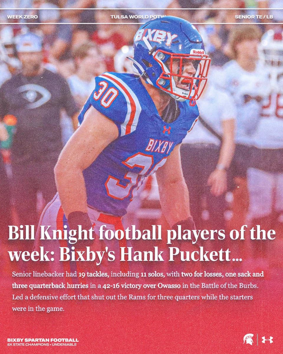 Bixby Spartan Football social media graphic 108