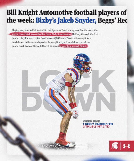 Bixby Spartan Football social media graphic 114