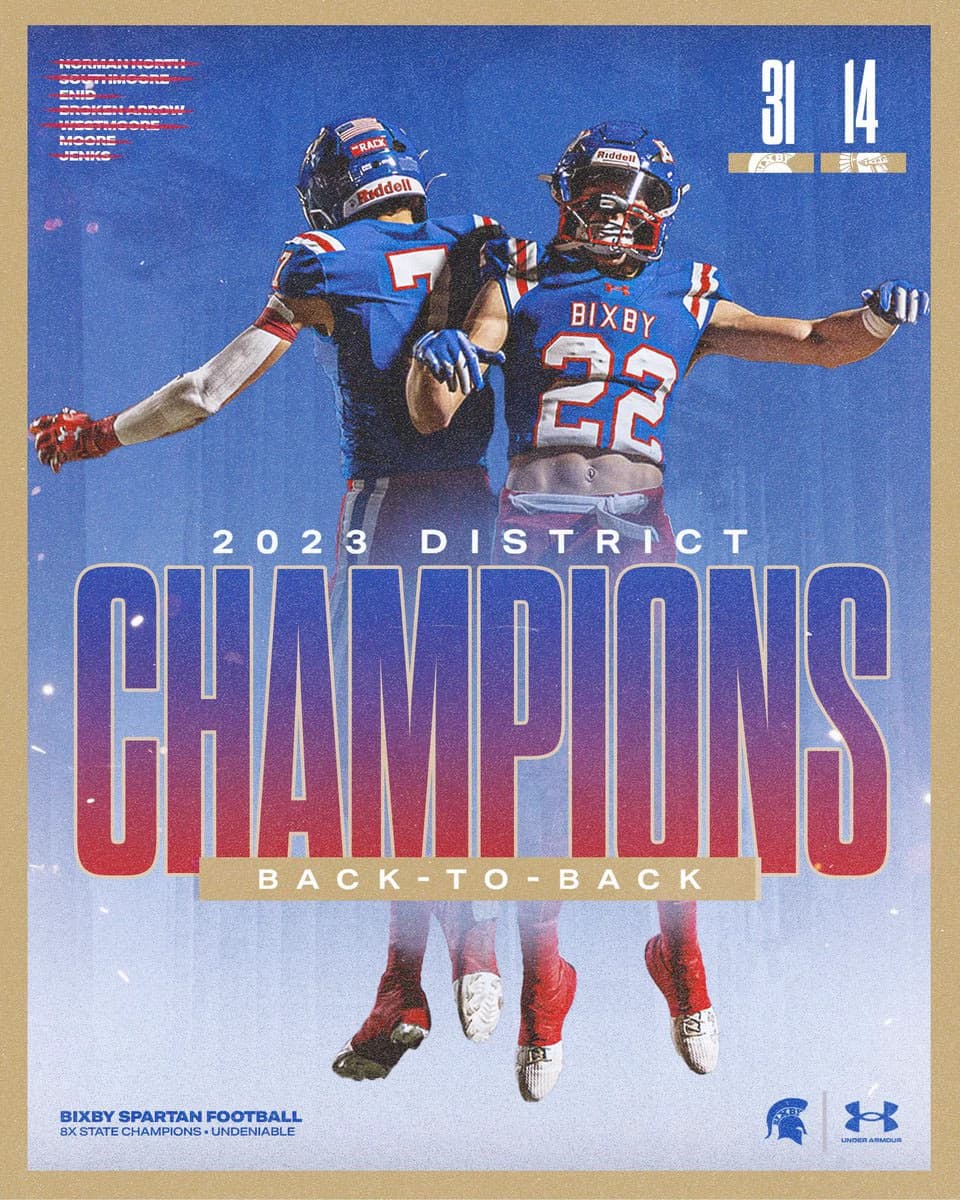 Bixby Spartan Football social media graphic 116