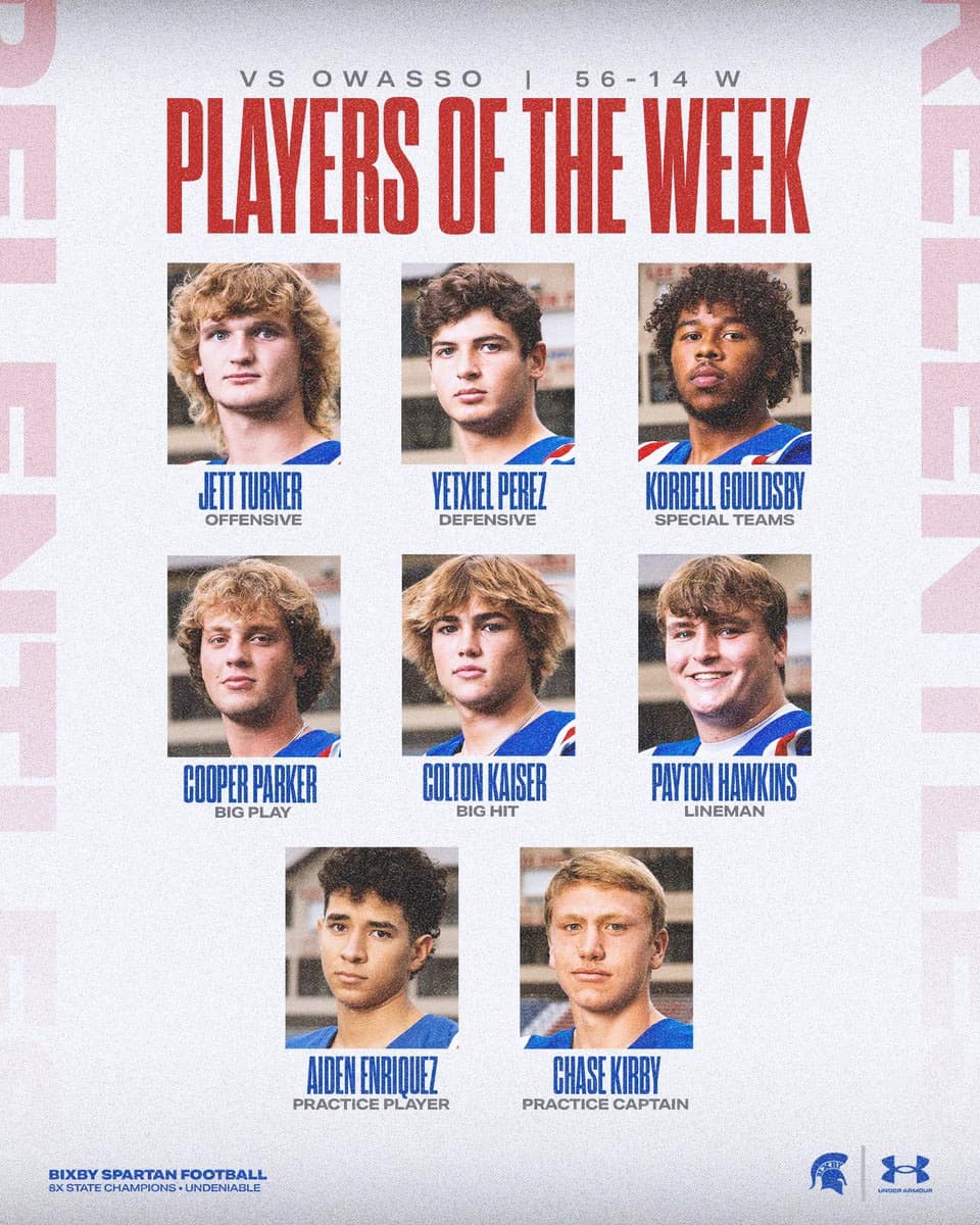 Bixby Spartan Football social media graphic 129
