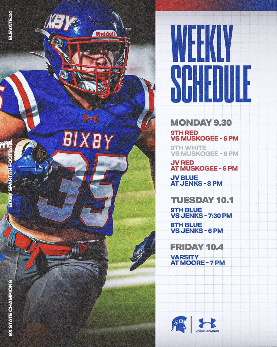 Bixby Spartan Football social media graphic 150