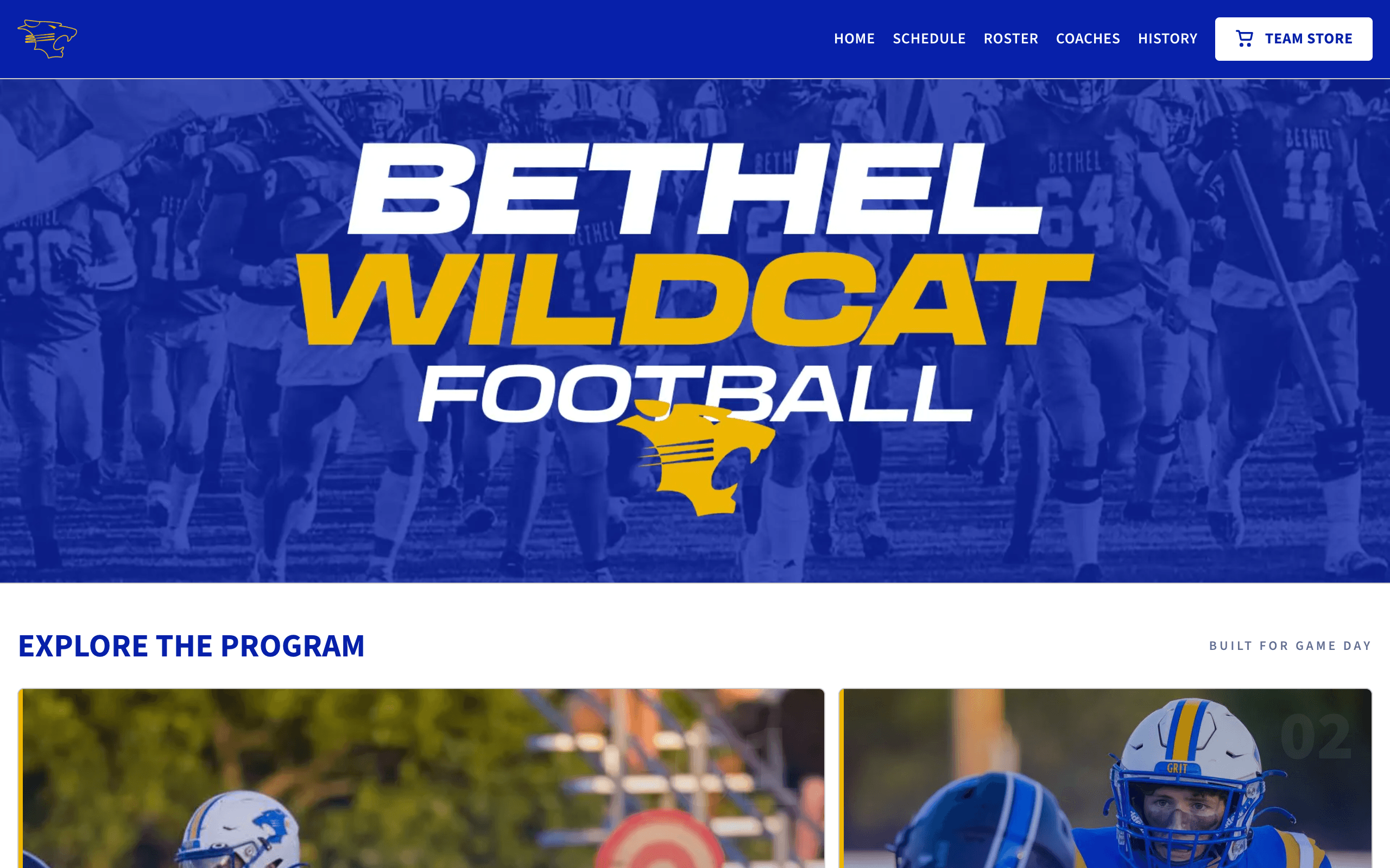 Bethel Wildcat Football — live team site built by Rover Digital